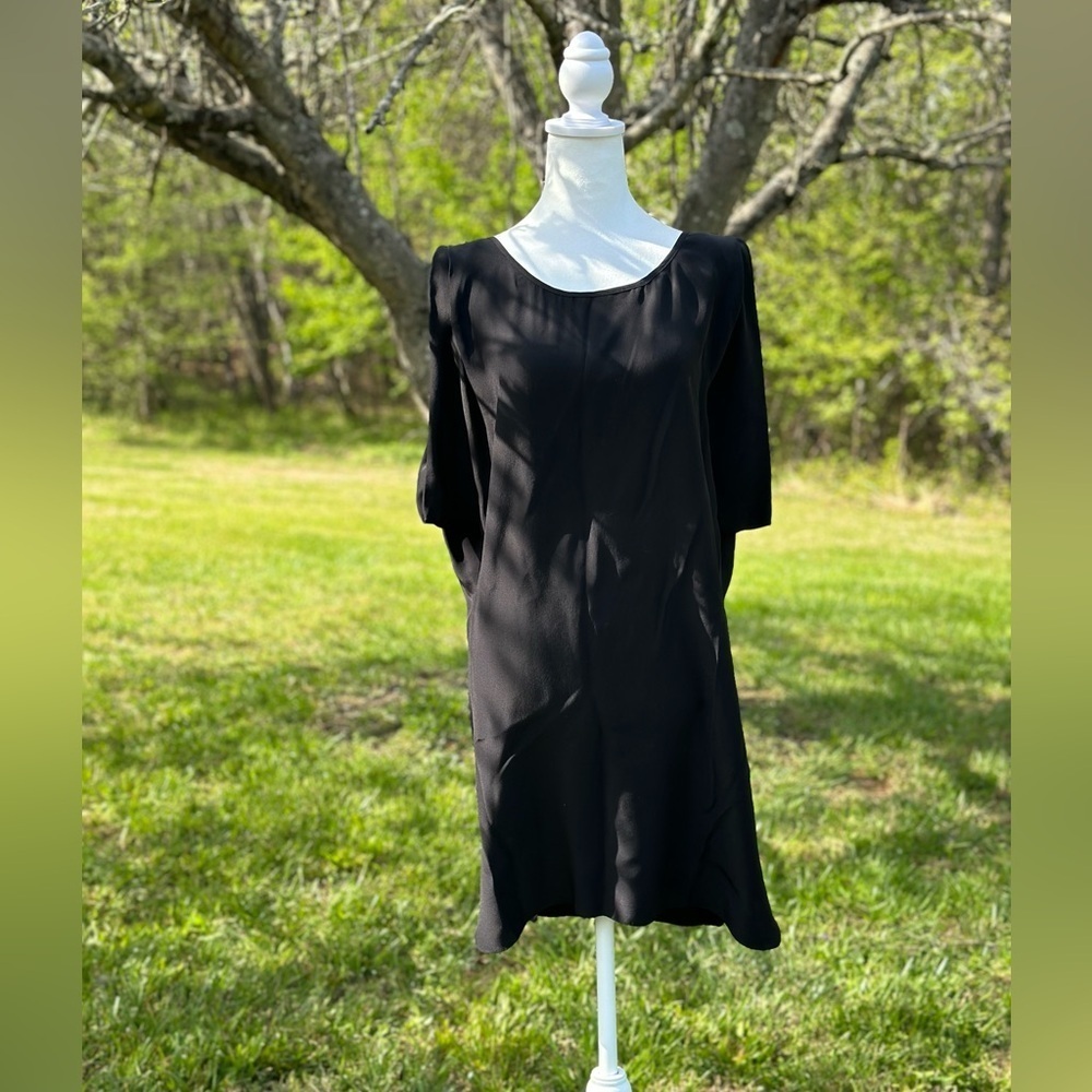 Amanda Uprichard 100% Silk Sleeveless Black Mini Dress LBD Size Large